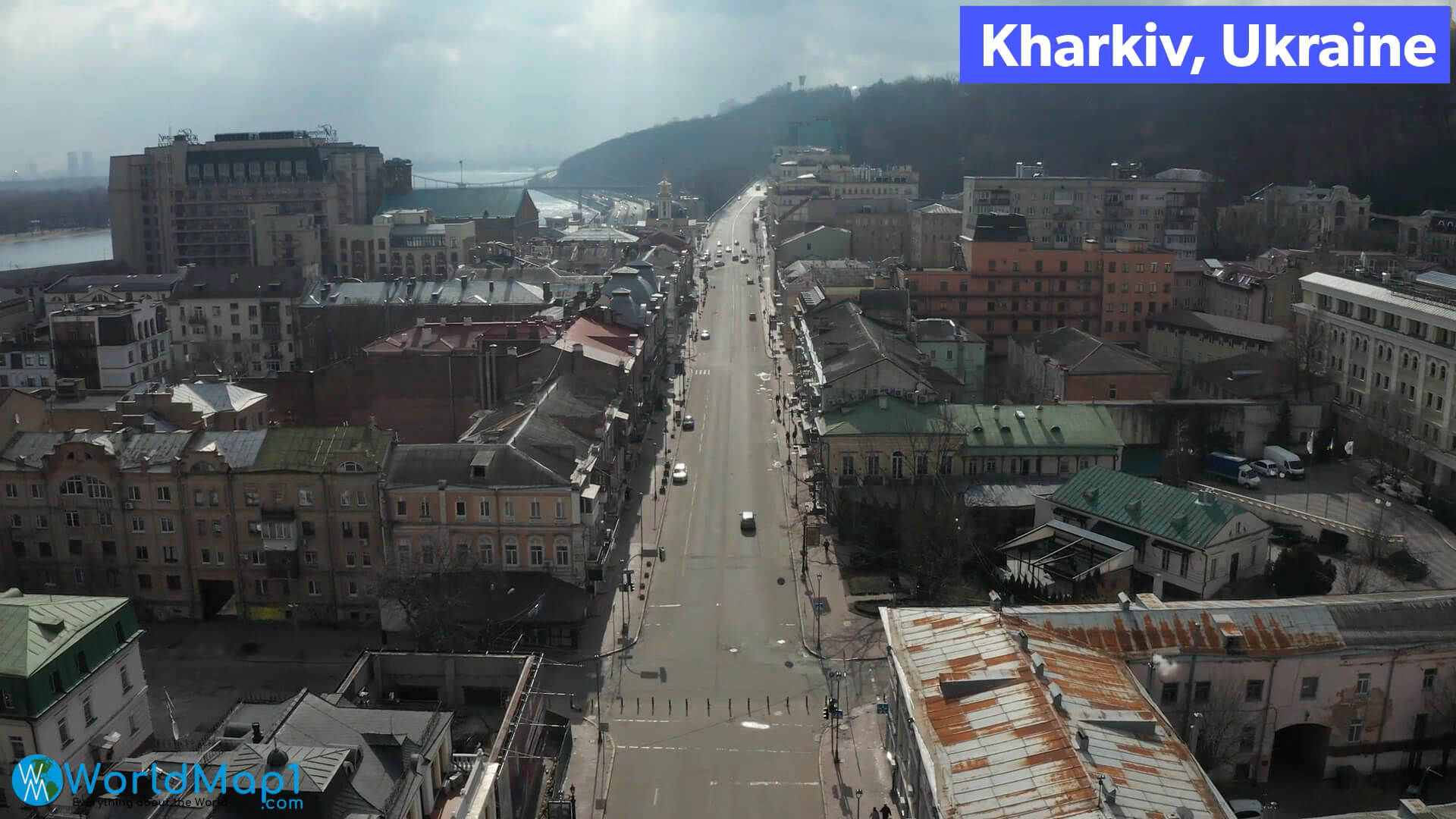 Luftaufnahme von Charkiw in der Ukraine
